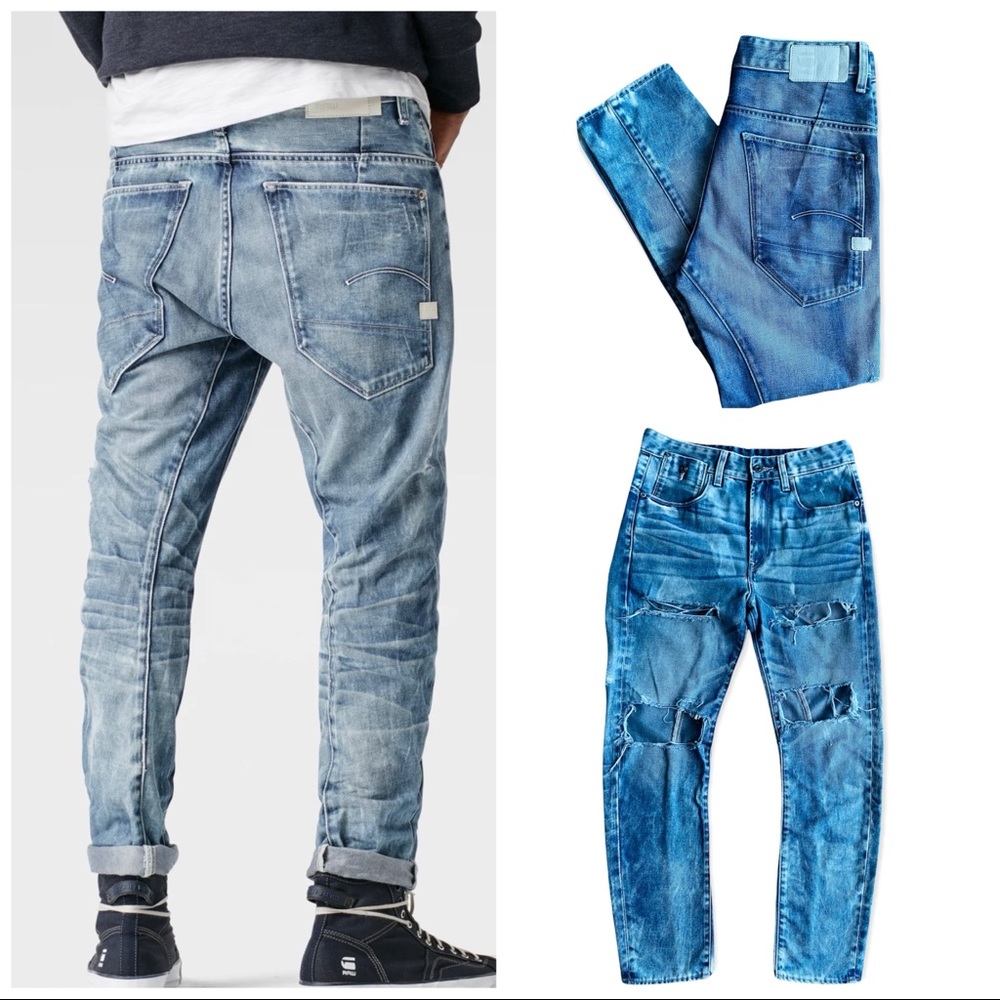 💙G-STAR RAW FOR THE OCEANS TYPE C 3D Super Slim Distressed Jeans